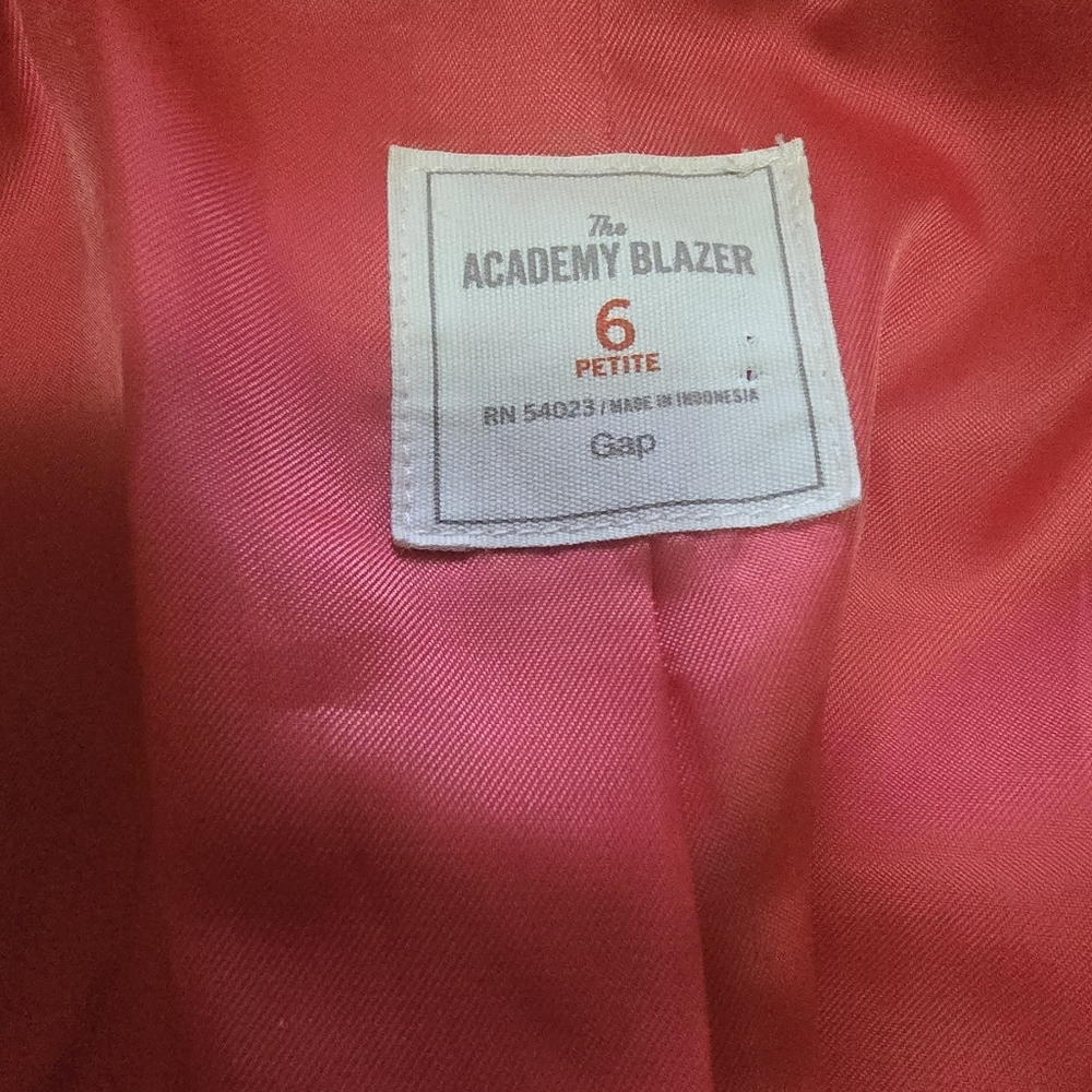 GAP Academy Blazer in Coral Size 6P Academia Preppy Lined - Picture 5 of 5
